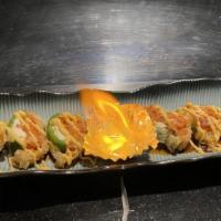 Spicy Fire · Deep fried jalapeño, cream cheese and spicy tuna with teriyaki and special sauce.