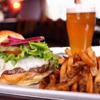 The Bad Apple Burger · lettuce, tomato, onion, house-made pickle, provolone