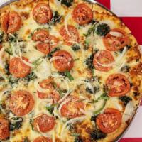 Sal'S Special · Garlic butter crust with tomatoes, onions, garlic and spinach.