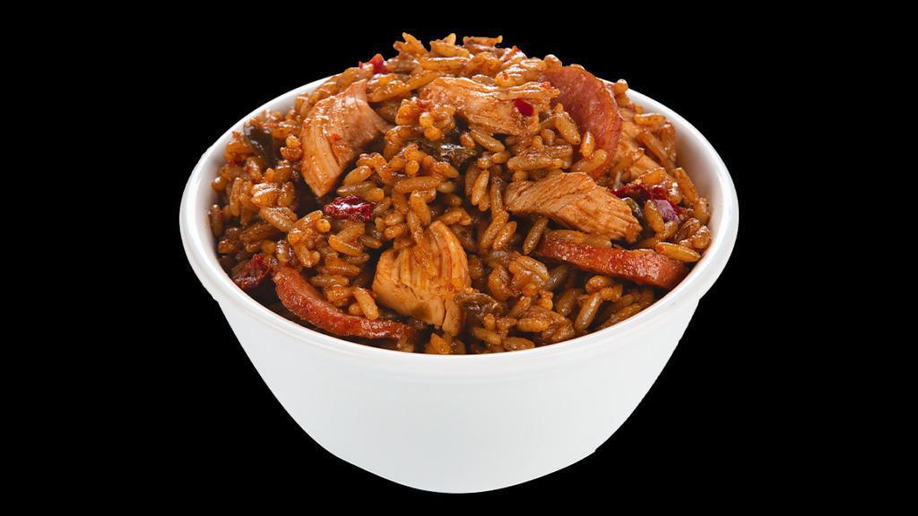 Jambalaya · Pronounced: juhm-buh-liy-uh,

Krispy Krunchy® chicken pieces with celery, onion and green pepper flavors mixed with rice will warm you up and brighten your day with just one bite.