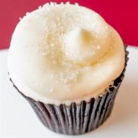 Vanilla Bean Cupcake · Vanilla bean cupcake frosted with a vanilla bean buttercream topped with clear crystal sugars.