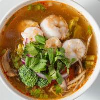 Tum Yum Bowl Size · hot and sour soup with your choice of meat, onions, cilantro, mushrooms and tomatoes