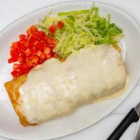 Chimichanga · Our-huge flour tortilla, deep fried and stuffed with your choice or meat and melted cheese.