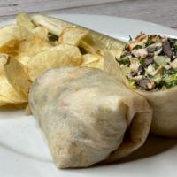 Southwest Wrap · Blackened chicken, lettuce, tomato, black beans, monterey jack cheese, and ranch dressing ro...