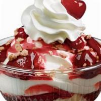 Strawberry Short Cake · Shortcake topped with ice cream, strawberry ,whipped cream and nuts