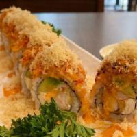 Firecracker · Spicy. Avocado, crab, deep-fried shrimp, cream cheese. Top: grilled spicy crab, spicy mayo, ...