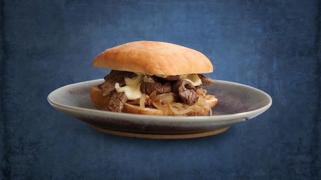 Philly Signature Steak · Philly meat, onions, mushrooms, green peppers, provolone-American cheese.