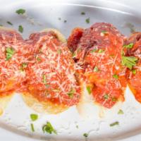 Polpette Della Casa · A napoli villa specialty. Four delicately constructed beef meatballs with tomato sauce serve...