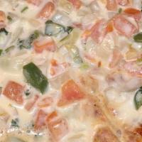 Jalisco Special · Spicy. Chicken breast covered
in our creamy cheese and sour
cream sauce with pico de gallo.
...