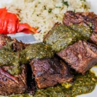 Chimichurri Short Rib · oven braised beef short rib, house chimichurri, fire-roasted red bell pepper, tomatillo rice...