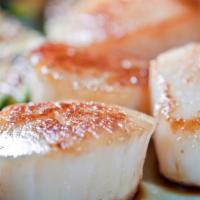 Hibachi Scallops · Tender sea scallops grilled hibachi style with butter and lemon.