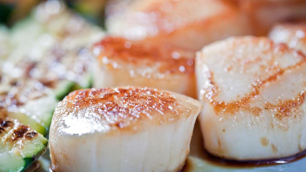 Hibachi Scallops · Tender sea scallops grilled hibachi style with butter and lemon.