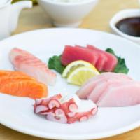 Sashimi With Rice · An assortment of fresh sashimi served with steamed rice.