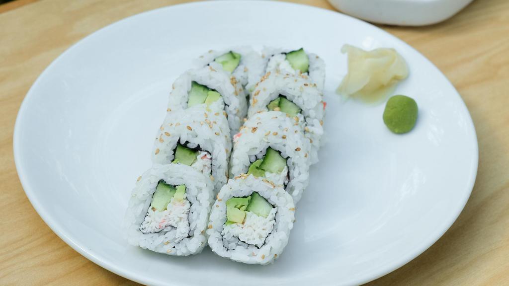 California Roll · Krab†, cucumber and avocado rolled in seaweed and rice