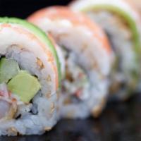 Shrimp Lovers Roll · Crab (contains imitation crab), avocado, salmon, cucumber.