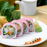 Spider Roll · Soft shell crab, crab (contains imitation crab) green leaf, cucumber, avocado, soybean paper...