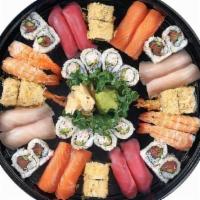 Emperor Platter · 1 Shrimp Crunchy Roll
1 California Roll
1 Spicy Tuna Roll
4 pcs. Tuna Nigiri
4 pcs. Salmon N...