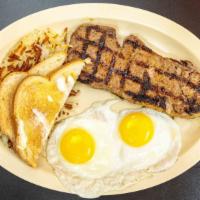 Ny Steak And Eggs · 12 oz steak, 2 eggs hashbrowns and toast