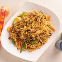 Singapore Noodles · Shrimp and B.B.Q. pork, onion, green pepper and bean sprout stir-fried with vermicelli noodl...