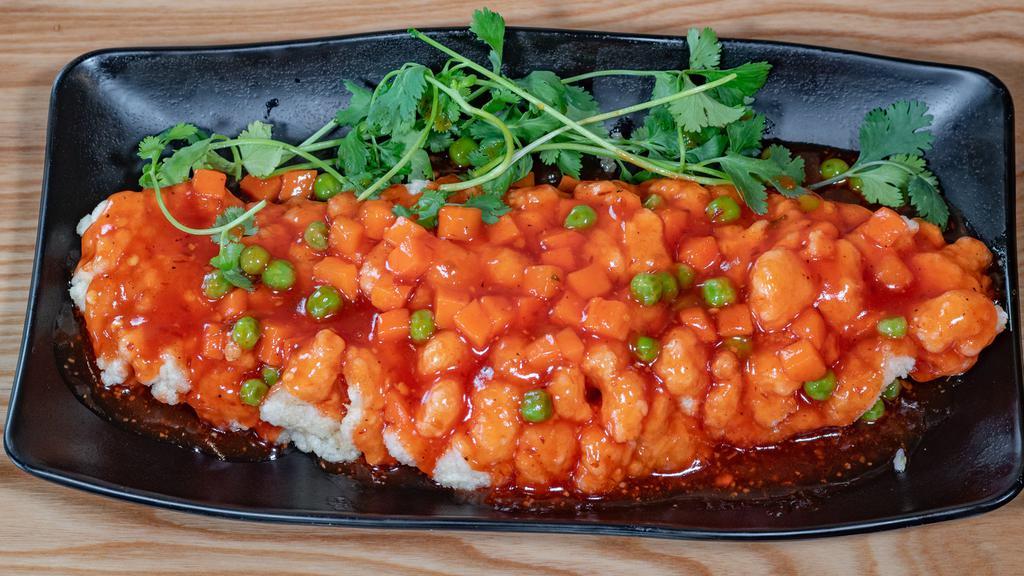 Thai Sweet Chili & Garlic Fish · Spicy. Crispy sole fillets with Thai sweet chili sauce.