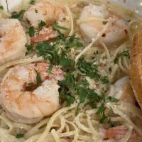 Shrimp Scampi · Linguini noodles, jumbo shrimp, Parmesan, lemon & wine butter sauce.