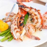 Seafood Platter · Grilled lobster tail, shrimp, diver scallops, lemon basil beurre blanc, garlic chive mashed ...