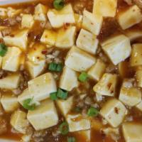 Chengdu Ma Po Tofu Special · Served with pork. Hot and spicy.