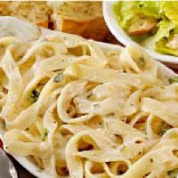 Fettuccine Alfredo · Fettuccine with our made from scratch alfredo sauce, served with a 6