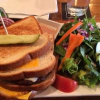 Ale House Grilled Cheese · Our staff favorite! Provolone, American and Chihuahua cheeses with tomatoes and bacon. Get i...