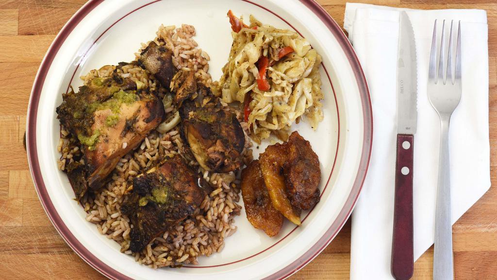 Jerk Chicken · Seasoned and grilled with special blend of Jamaican seasoning.