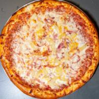 Hawaiian Pizza · Pineapple, Canadian bacon and Mozzarella cheese.