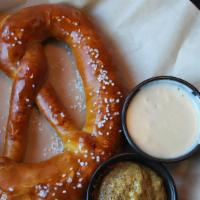 Soft Pretzel · Milwaukee pretzel company soft pretzel with beer mustard and queso blanco.