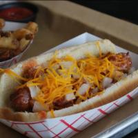 Chili Cheese Dog  · House made chili, cheddar cheese, onion