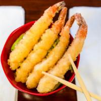 Fried Shrimp · Deep fried shrimp four pieces, Potato Fries with yum yum sauce.