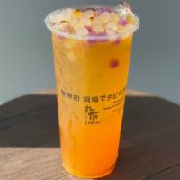 Mango Green Tea 芒果绿茶 · Sugar recommended 25%.
Tapioca not included