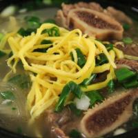 Galbi Tang · Short rib soup with noodles.