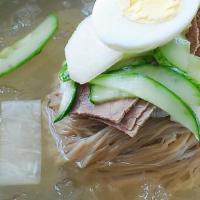 Mool Naengmyeon · Buckwheat noodles with chilled beef broth.