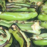 Charred Chillies & Aioli · Blistered Chilies tossed in lime juice and smoked chili lime salt, cilantro and scallions an...