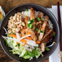 Grilled Chicken Vietnamese Noodle Salad · Vermicelli noodle, lettuce, cucumber, mint leaves, bean sprout, scallion, peanut, pickled ca...