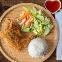 Fried Lemon Chicken · Cucumber, lettuce, white rice, pickled carrot & daikon. Come with sweet & chili sauce.