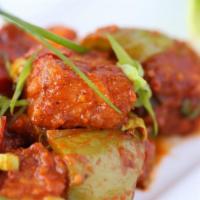Chili Paneer · Fried cottage cheese cubes with chili peppers.