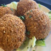 A3 Falafel 4 Pieces · Vegetarian. Crushed chickpeas, onions, parsley, garlic, sesame seeds, and spices. Deep fried...