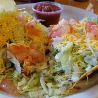 Taco Platter (2) · Flour tacos (fried or soft shell) with beef, chicken or combo and topped with lettuce, tomat...