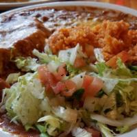 Enchiladas · Two cheese and onion. With enchiladas with choice of meat.