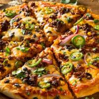Spinach & Mushroom Love Story Pizza · Fresh mushrooms, sliced wild mushrooms, tomato sauce, mozzarella, and parmesan baked on a ha...