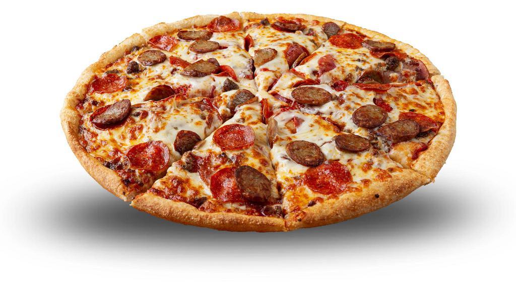 Meat Lovers Pizza · Pizza sauce, capicola, Canadian ham, salami, ground beef, pepperoni, Italian sausage, and our cheese mix.
