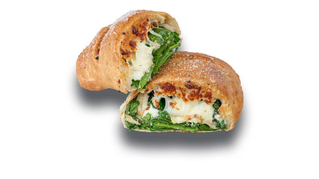 Spinach Calzone
 · Alfredo sauce, spinach, garlic, ricotta cheese, and our cheese mix.
