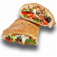 Vegetarian Calzone
 · Choice of sauce, tomato, green pepper, red pepper, onion, broccoli, black olives, and our ch...