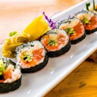 Sunshine Roll · 6pc. Salmon, escolar, and cucumber inside. Top with masago and lemon juice