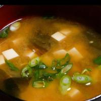 Miso Soup · Tofu seaweed and scallion.